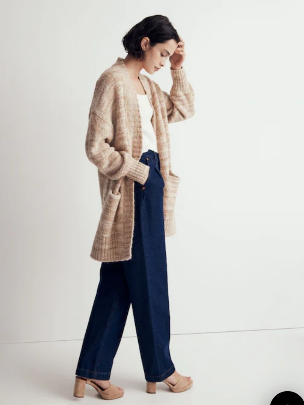 Madewell Space-Dyed Long Open Front Cardigan Sz 3X‎ Chunky Oversized Wool Blend